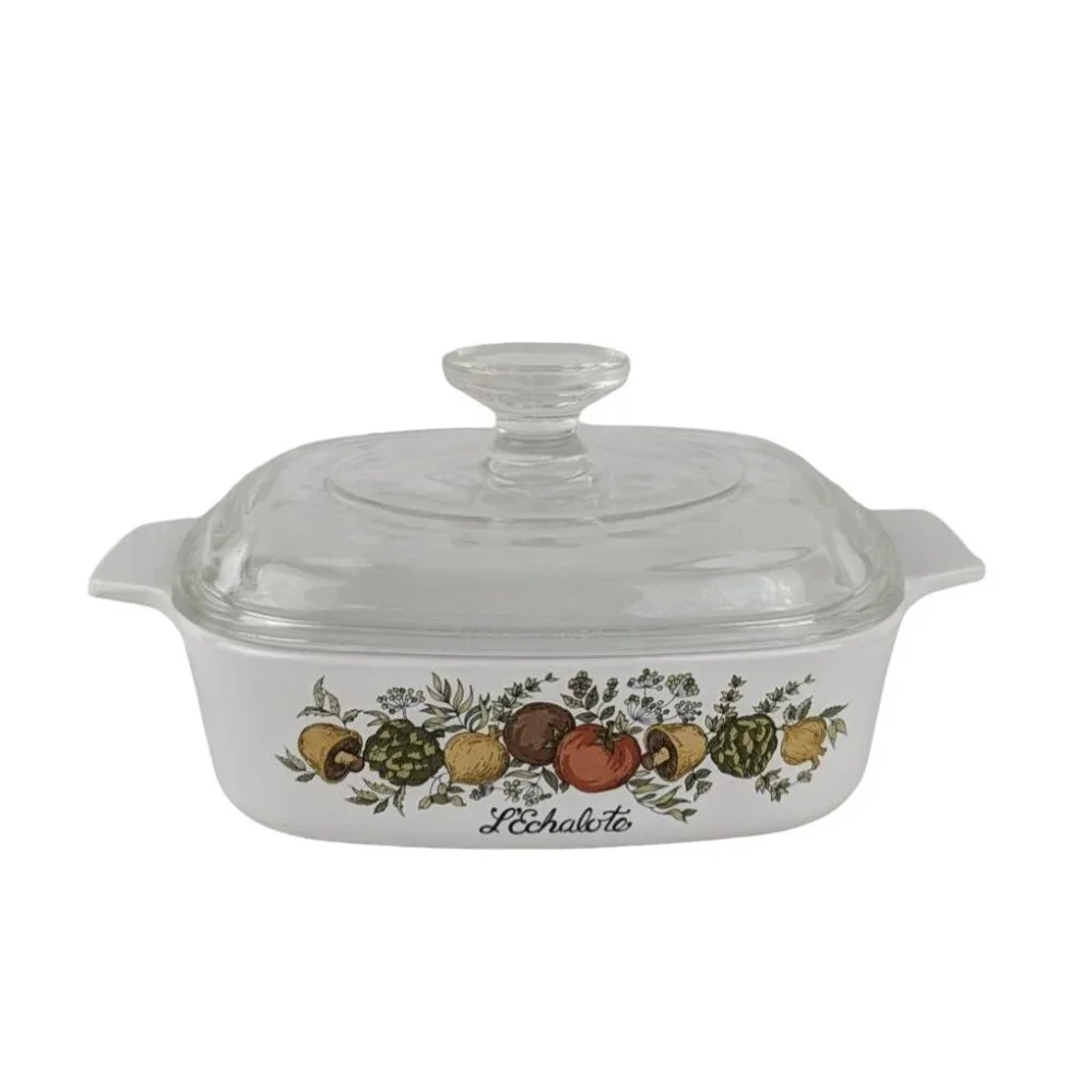 L'Echalote Corning Ware Spice of Life A-1-B‎ Casserole Dish Pyrex Lid Vtg 1 Qt